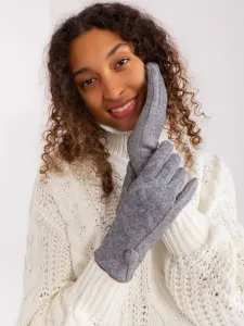 Dark grey knitted women's gloves #8784351