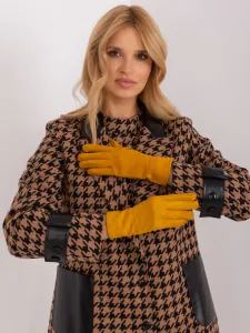 Dark yellow gloves with touch function