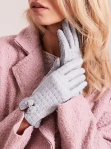 Grey checkered women's gloves #4755322