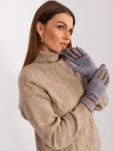 Grey women's gloves with decorative belt
