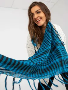Blue and black checkered scarf