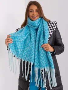 Blue knitted women's scarf