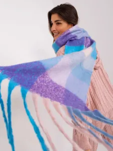 Blue-purple checkered women's winter scarf