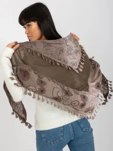 Brown and beige scarf with decorative finish