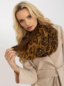 Camel and brown women's scarf with animal pattern