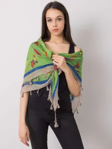 Green scarf with color print