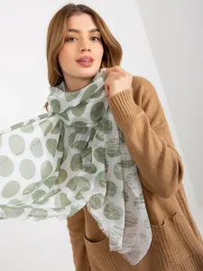 Green women's scarf with print and application