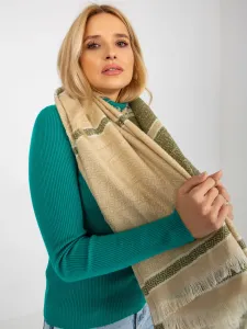 Lady's beige and green patterned scarf