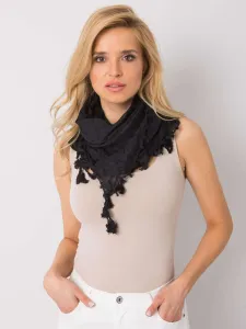 Lady's black scarf with fringe #5663034
