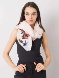 Lady's peach scarf with colorful patches