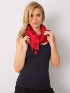 Lady's red scarf with fringe #5663033