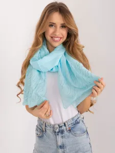 Light blue viscose women's scarf with rhinestones