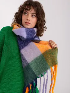 Orange and green fringed scarf