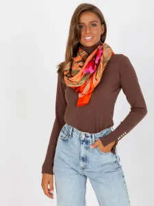 Orange cotton scarf with print