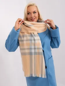 Peachy gray elegant plaid scarf