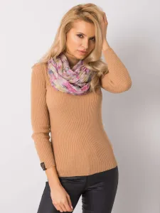 Powder pink scarf with floral patterns