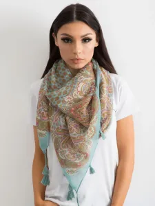 Scarf with fringe and mint print
