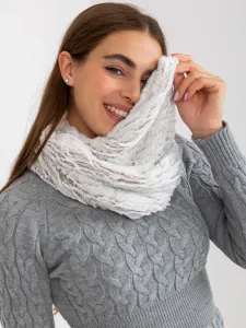 White-brown warm scarf made of faux fur
