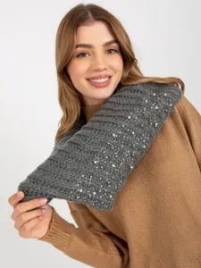 Women's dark gray knitted neck warmer with application
