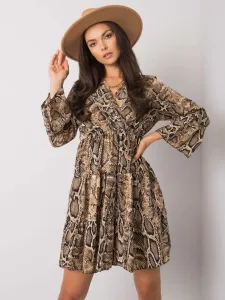 Beige and black dress with Milani print