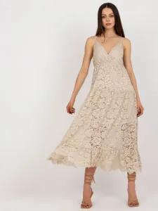 Beige lace dress with frill OCH BELLA