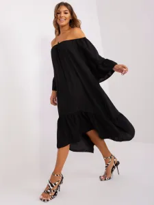 Black dress with ruffle and wide sleeves