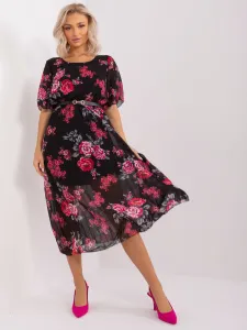 Black floral dress with short sleeves