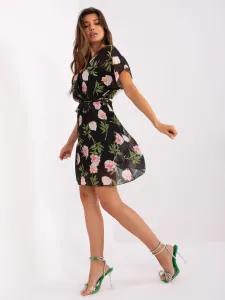 Black floral dress with short sleeves #8083990