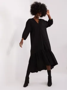 Black loose dress with frills by ZULUNA #8442182