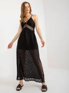 Black openwork dress with slit OCH BELLA