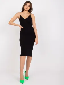 Čierne rebrované midi šaty od Emi RUE PARIS #5940777