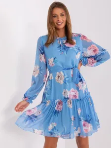 Blue floral dress with ruffles