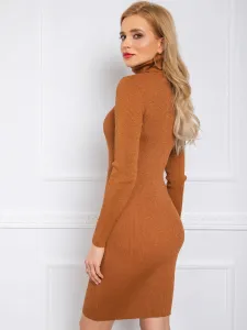 Brown dress with metal thread