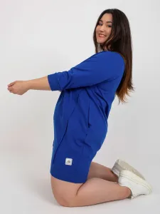 Cobalt blue minidress plus sizes with 3/4 sleeves