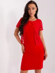 Cocktail dress from red pencil with lace #7914652