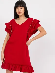 Cotton minidress burgundy color with frills