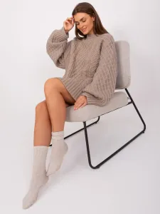Dark beige knitted mini dress