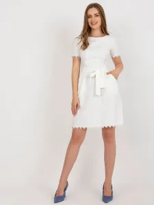 Ecru cocktail dress with lace Amberly