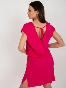 Fuchsia Casual Short Sleeve Dress RUE PARIS