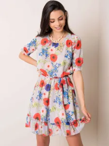 Gray dress with floral pattern