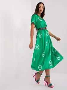 Green midi cocktail dress with print
