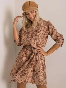 Light brown patterned dress with belt