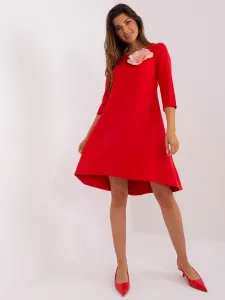 Red cocktail dress with flower
