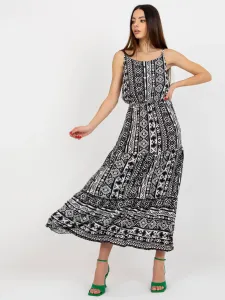 SUBLEVEL black patterned maxi dress with frills