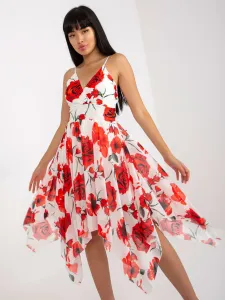White and red dress with floral straps