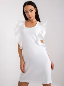 White ribbed minidress with ruffles