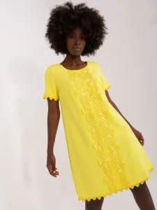 Yellow women's cocktail dress with lace #7378340