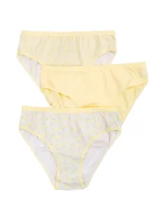 Yellow women's cotton panties, 3pack