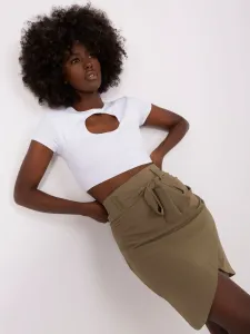 Asymmetrical khaki miniskirt