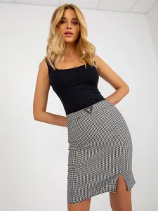 Black and white pencil skirt houndstooth with slit